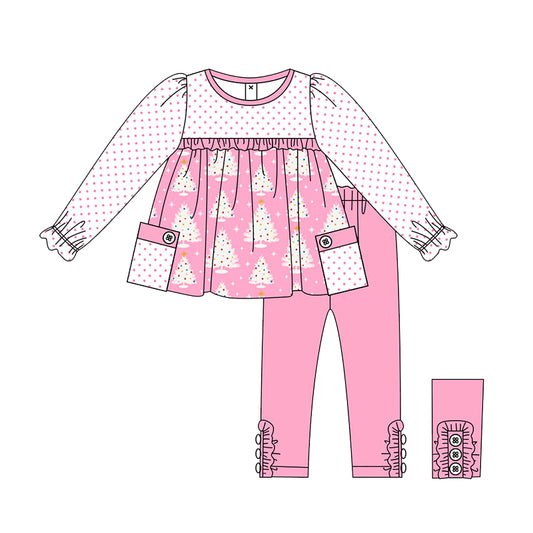 GLP1776 Baby Girls Christmas Tree Pink Pants Outfit Pre-order