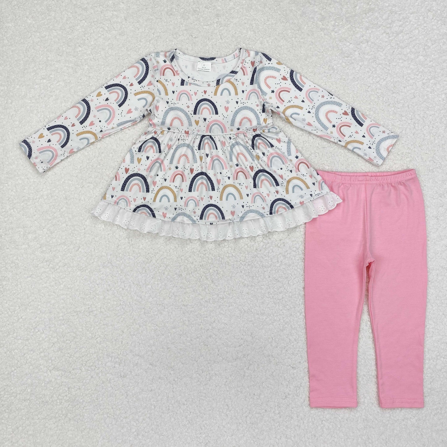 Baby Girls  Colorful Rainbow Tunic Top Pink Leggings Set