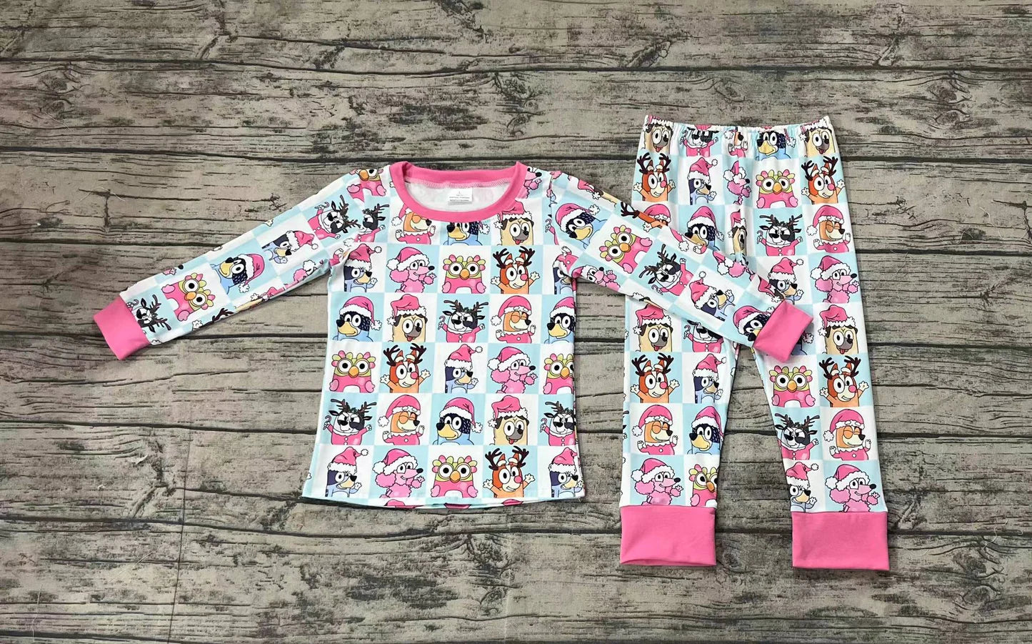 Christmas Girls Cartoon Dog Pajama Set