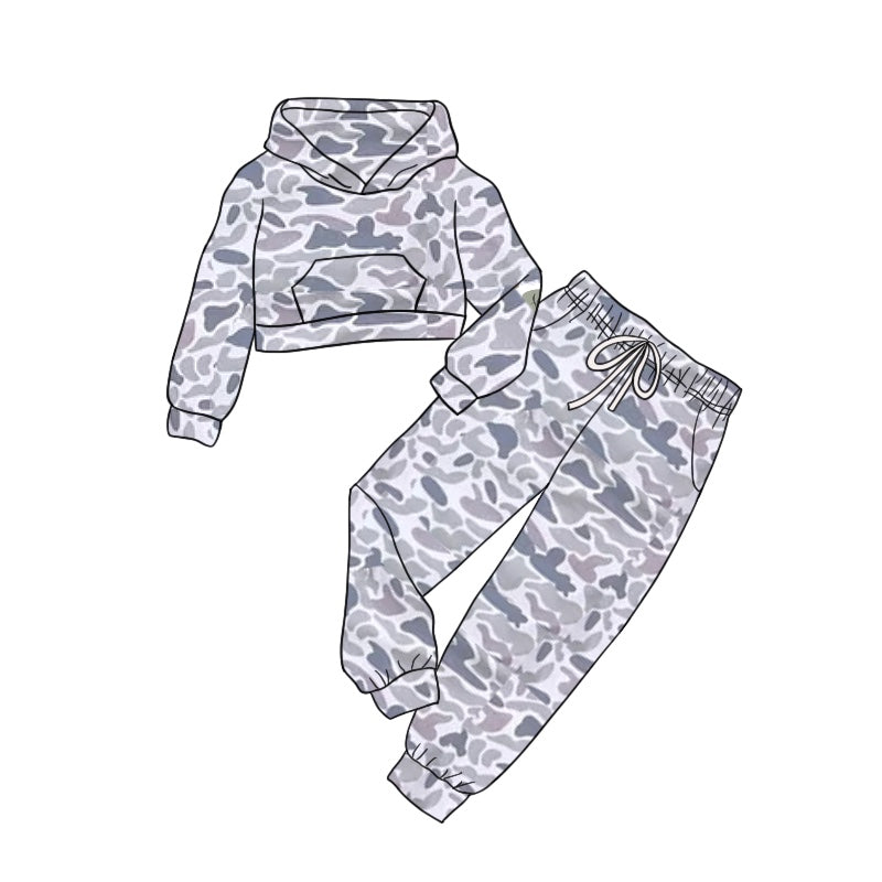 Kids Toddler Grey Cacmo Hoodie Top Pants Outfit Pre-order