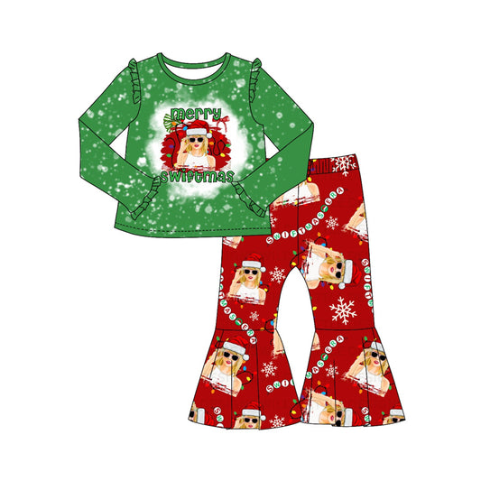 GLP2027 Baby Girls Christmas Merry Swiftmas Singer Bell Bottom Pants Outfit Pre-order