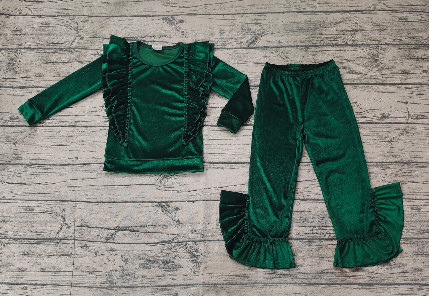 GLP2165 Baby Girls Green Velvet Outfit Preorder