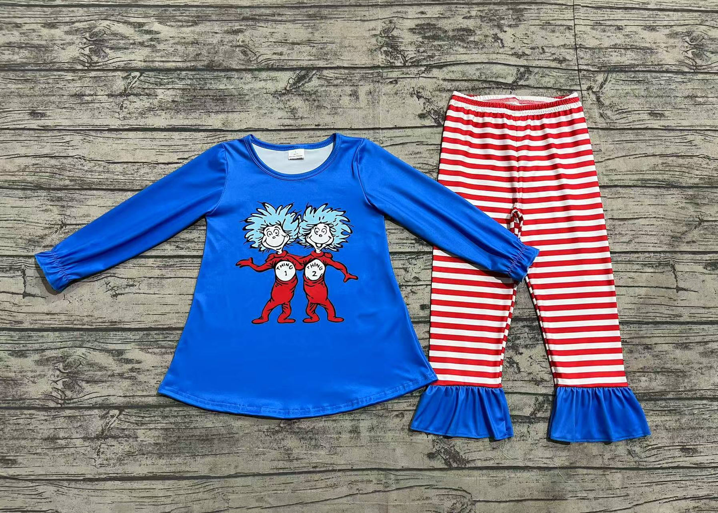 Baby Girls Blue Dr Readling Red Striped Outfit Preorder