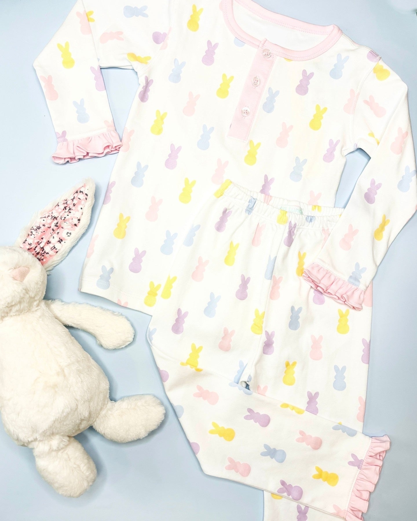 Toddler Baby Sibling Easter Cute Bunny Pajama Clothing