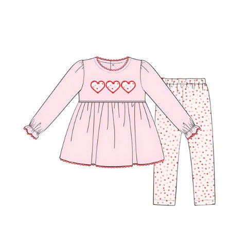 Baby GirlsSister Valentine's Day  Dot Heart Legging Set and Romper