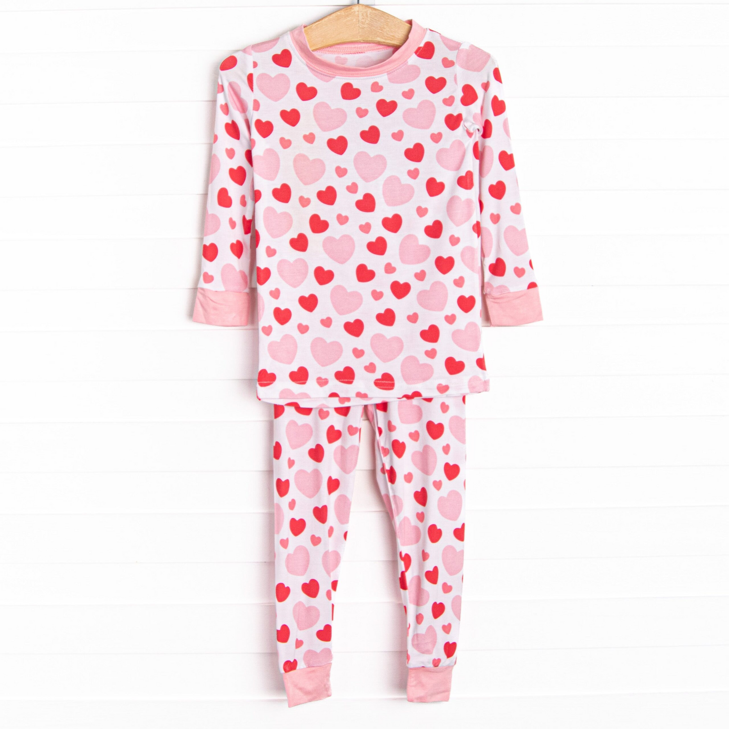 Toddler Girls  Pink Heart Long Sleeve  Pajama Set Preorder