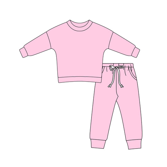 Kids Girls Solid Color Pink Jogger pants Set Preorder