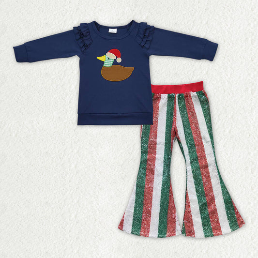 Baby Girls Christmas  Duck Top Sequin Pants Outfit RTS