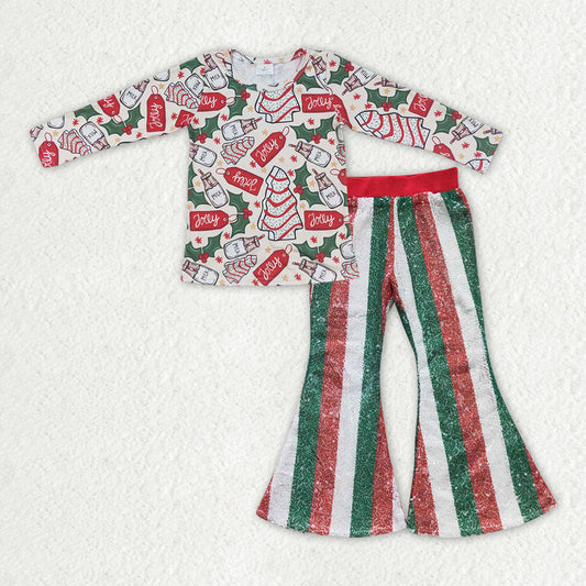 Baby Girls Christmas Jolly Cake Top Sequin Pants Outfit RTS