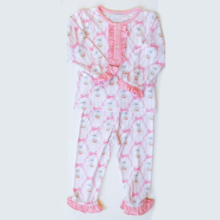 GLP2265 Baby Girls Easter Rabbit Long Sleeve Pajama Set Preorder