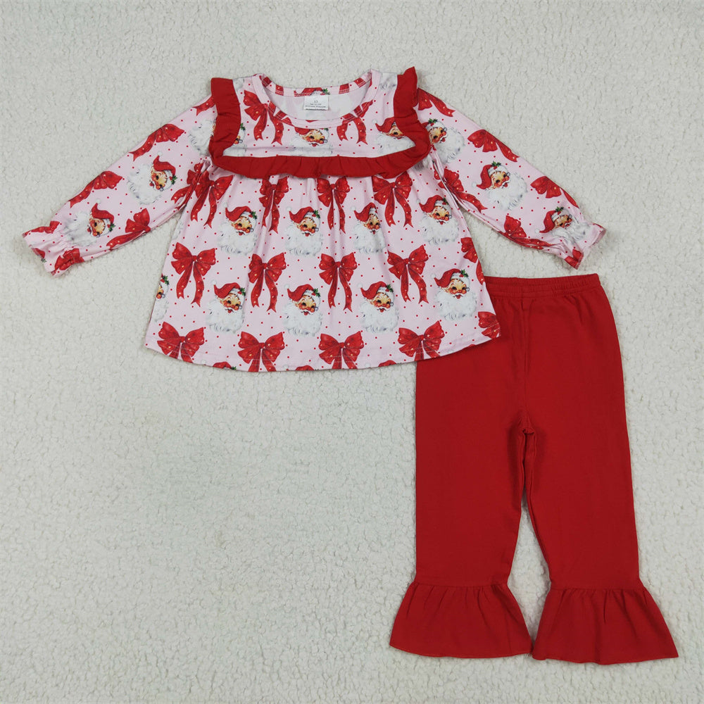 Sibling Baby Girls Christmas Santa Red Bow Suit