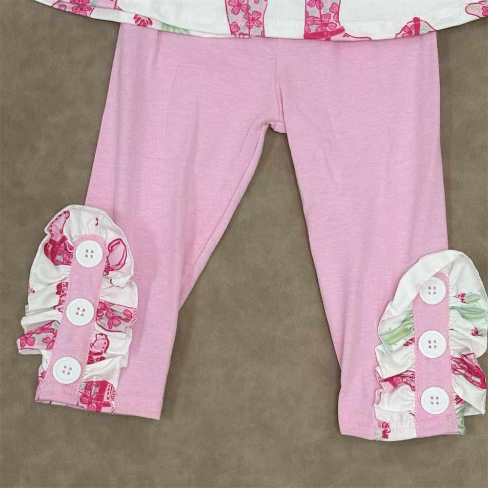 Kids Girls Western Cactus Tunic Top With Pants Outfit