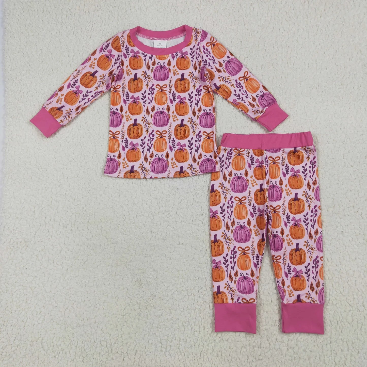 Sibling Girls  Pumpkin Pajamas Clothes Set Zipper Romper Blankets
