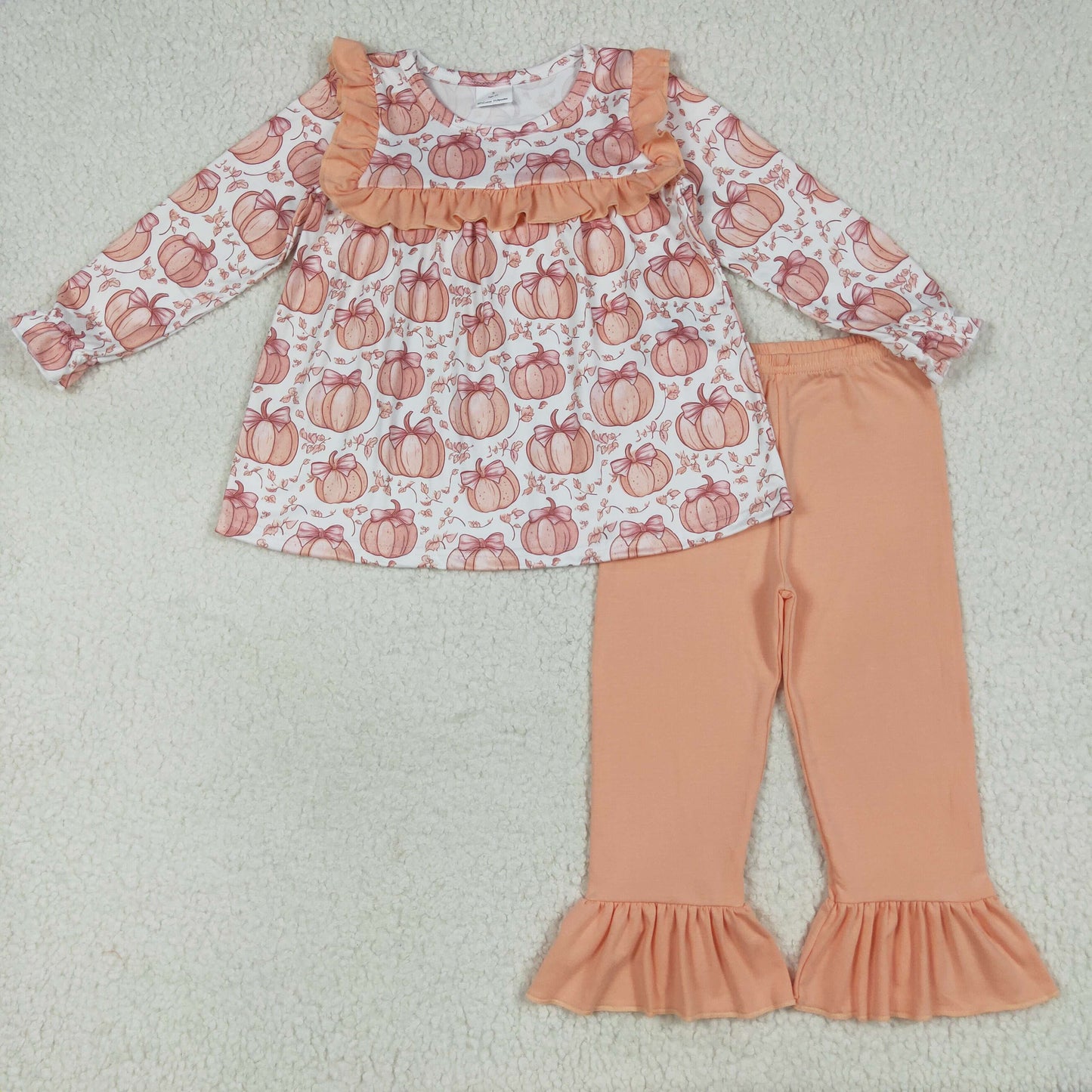 Sibling Baby Girls Fall Pumpkin  Tunic Top Set and Romper