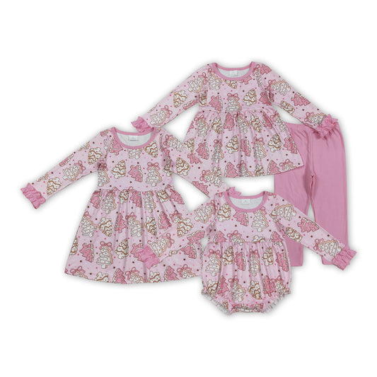 Sibling Baby Girls Christmas Tree Cookie Matching Clothing