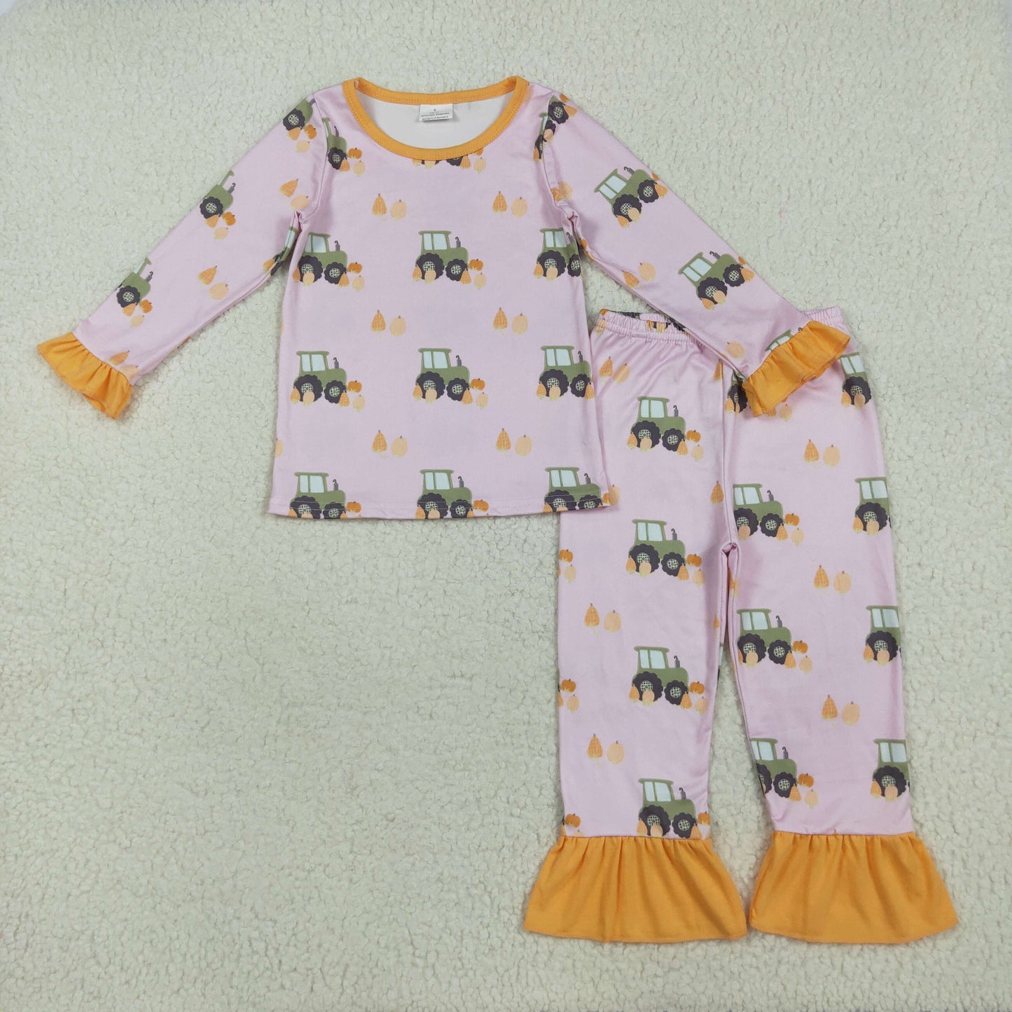 GLP2506 Kids Giorls Pumpkin Truck Pajama Set