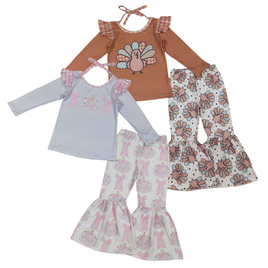 Baby Girls Fall Design Bell Bottom Pants Set
