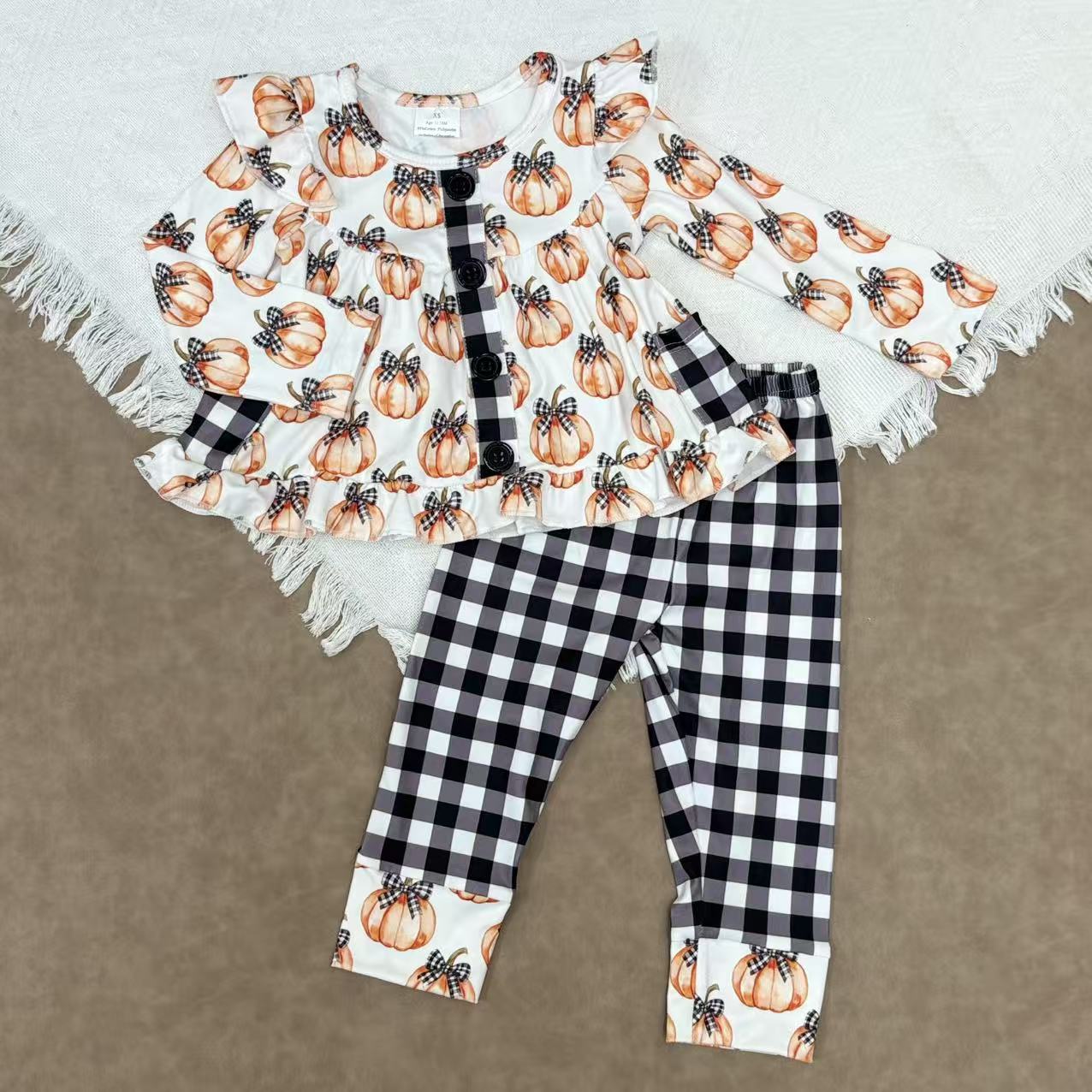 Baby Girls Fall Vintage Tunic Top With Leggings Outfit