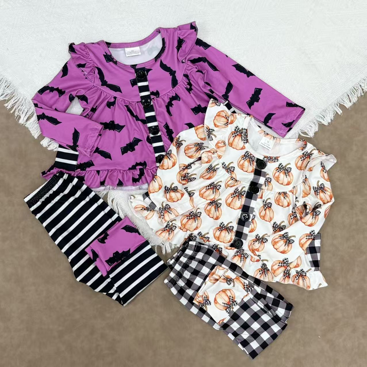 Baby Girls Fall Vintage Tunic Top With Leggings Outfit