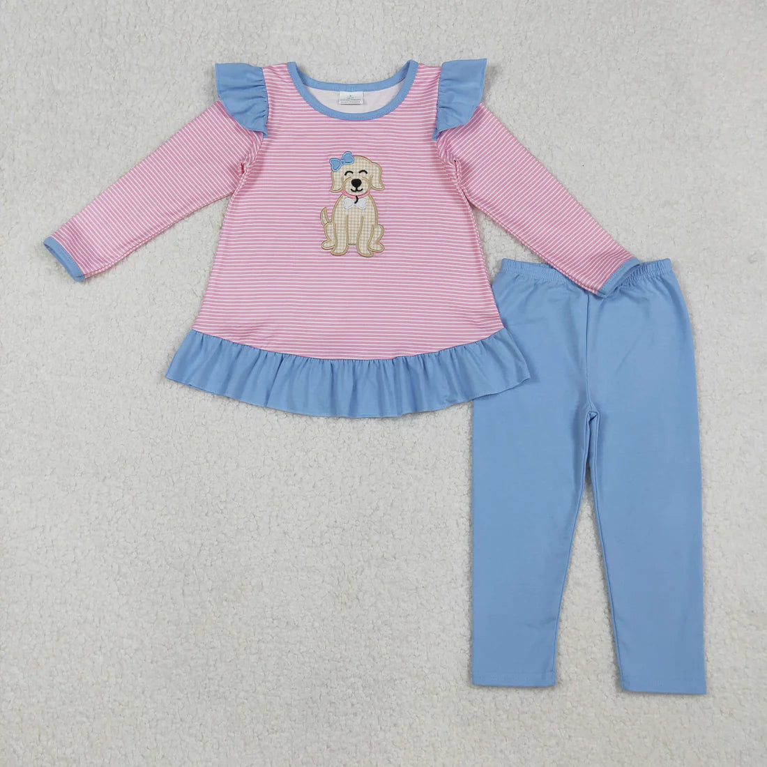 Sibling Baby Girls Cute Puppy Applque Outfit