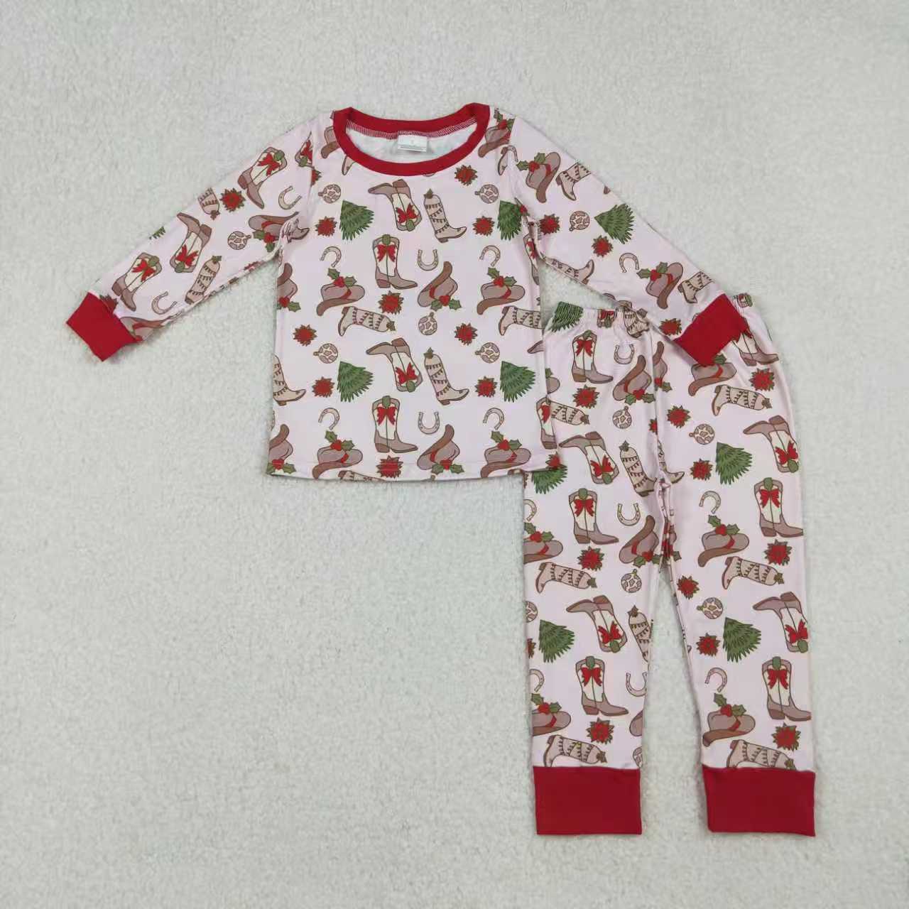 Sibling Baby Girls Christmas Tree Bow Long Sleeve Pajama Set