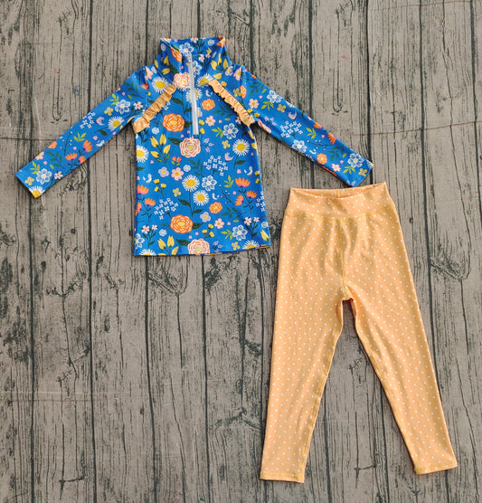 GLP2736 Baby Girls Floral Pullover Top +Polka Dot Leggings Active Set Preorder