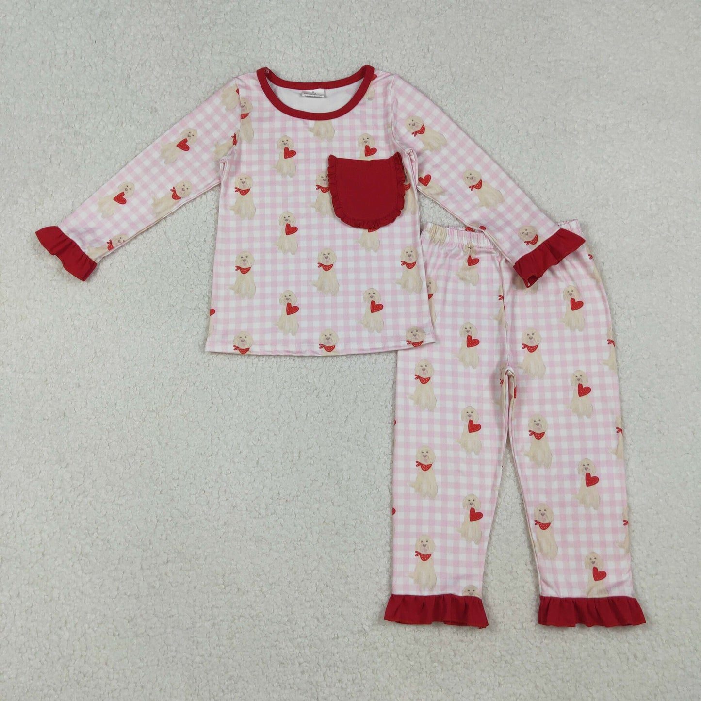 Family Valentine's Day Heart Dog Print Matching Pajamas