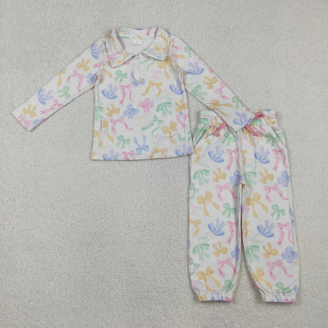 Sibling Baby Girls Colorful Bow Pullover Top Pants Set and Active Dress