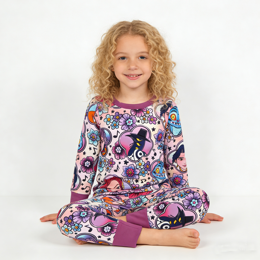 Baby Girls Cartoon Lng Sleeve Purple Color Pajama Set