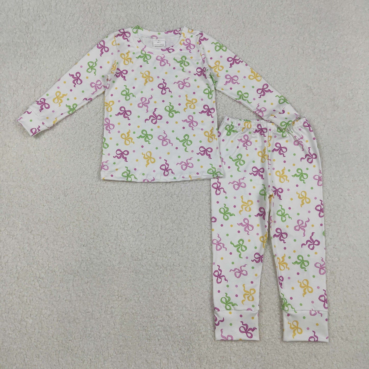 Sibling Baby Girls Mardi Gras Bow Pajama Set/Romper