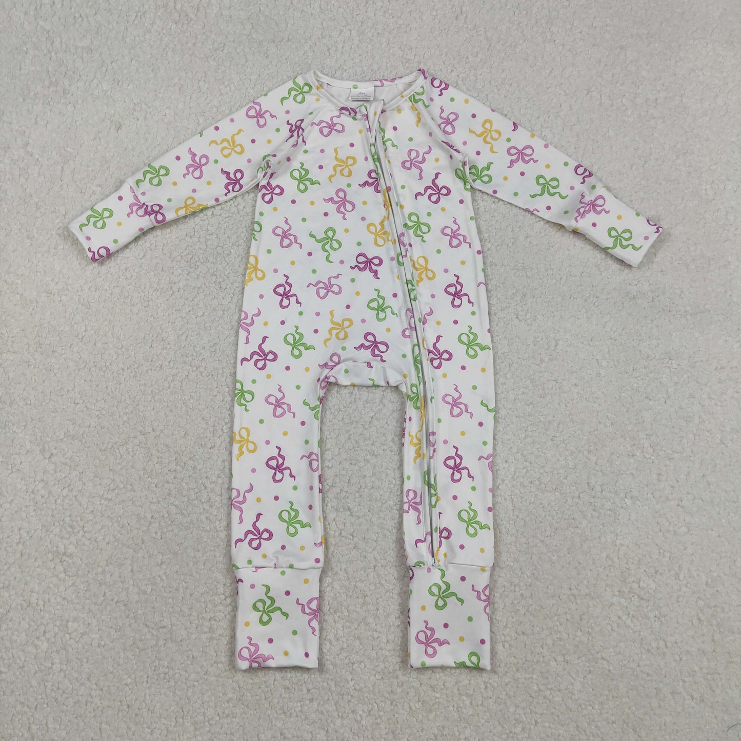 Sibling Baby Girls Mardi Gras Bow Pajama Set/Romper