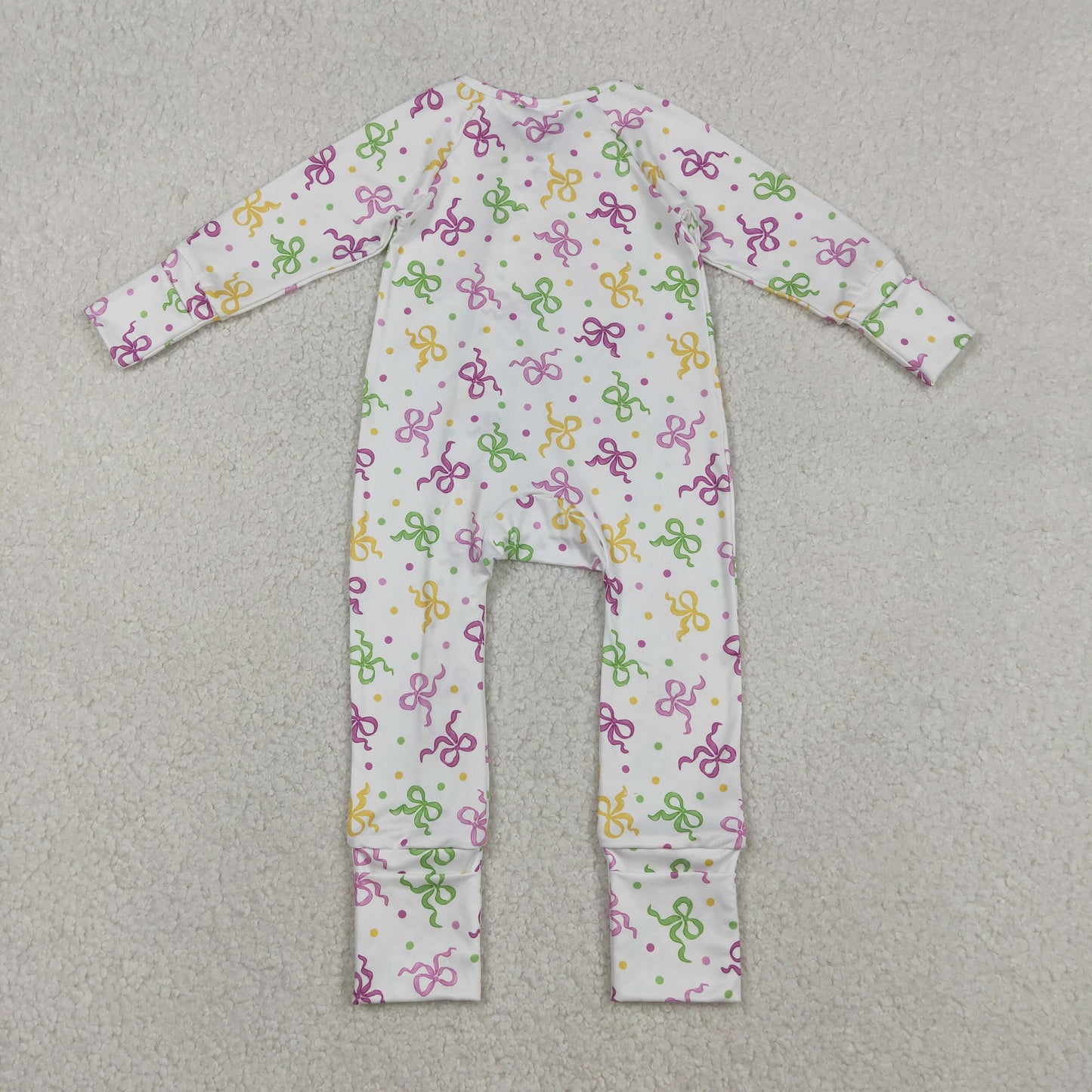 Sibling Baby Girls Mardi Gras Bow Pajama Set/Romper