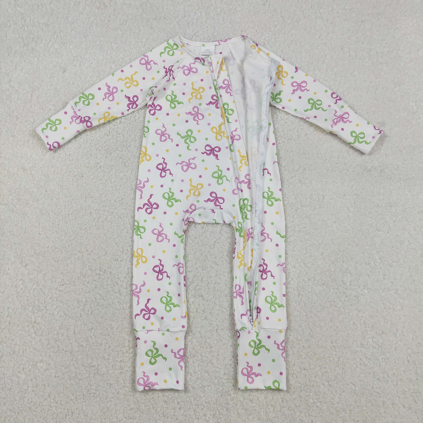 Sibling Baby Girls Mardi Gras Bow Pajama Set/Romper