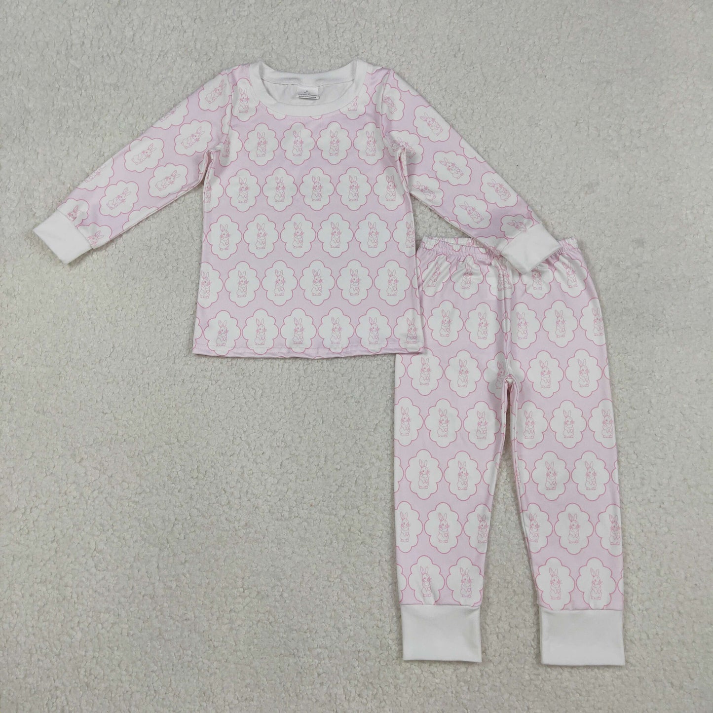 Baby Girls Boys Sibling  Easter Rabbits Long Sleeve Pajama Set