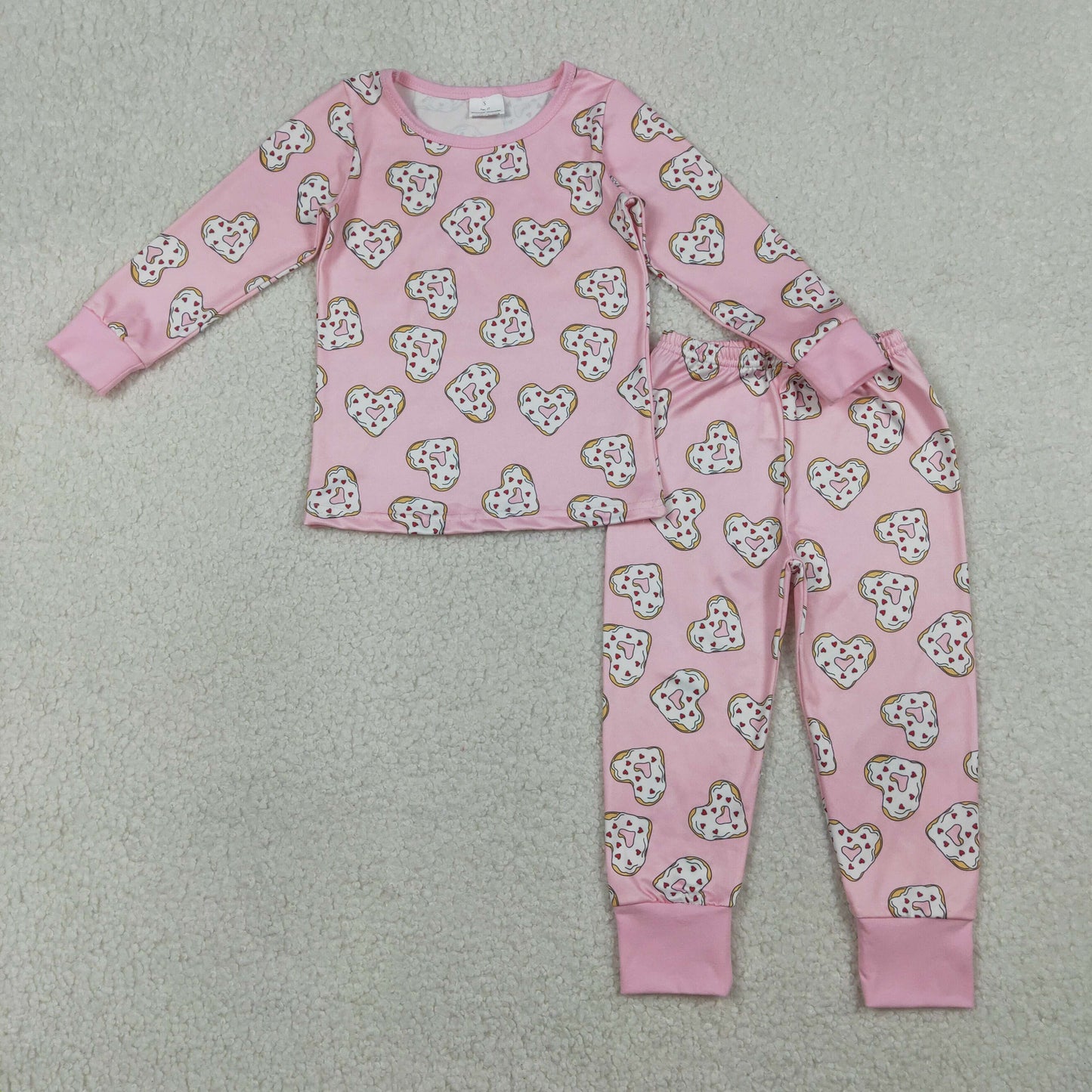 Sibling Baby Girls Valentine's Day Heart Doughnut Pajama  Outfit and Romper