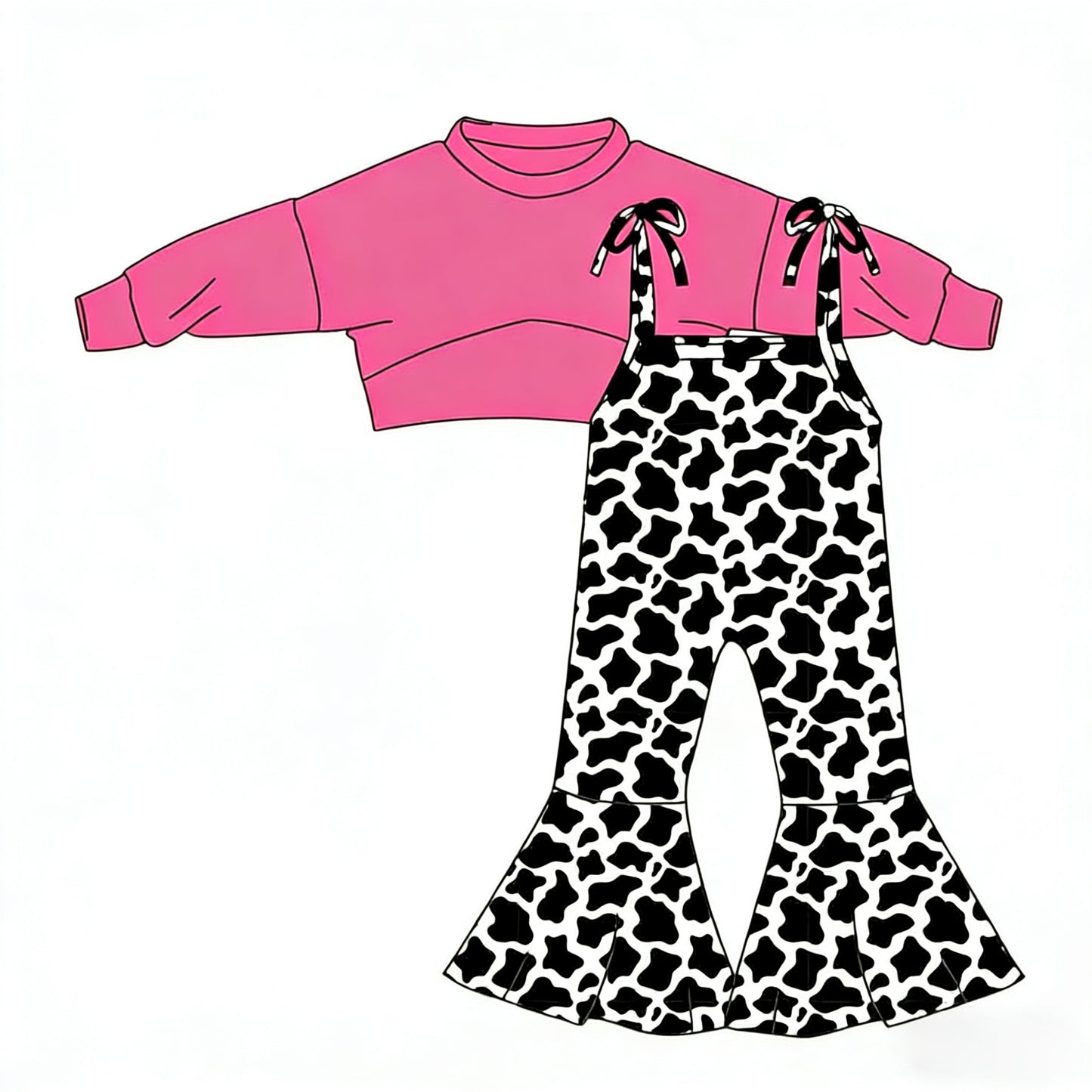 GLP3270 Baby Girls Pink Top With Camo Print Junpsuit Set Preorder