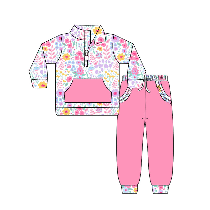 GLP3277 Baby Girls Floral Top Pink Leggings Outfit Preorder