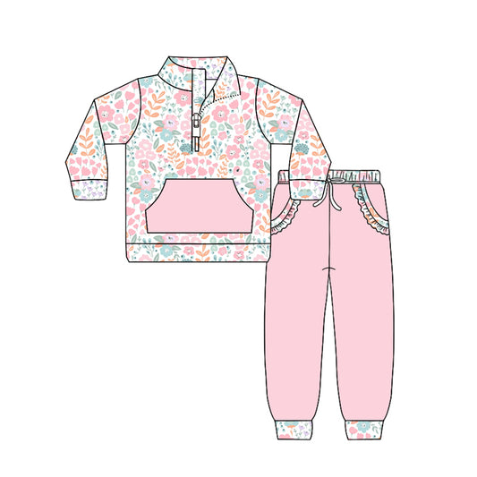 GLP3279 Baby Girls Floral Top Light Pink Leggings Outfit Preorder