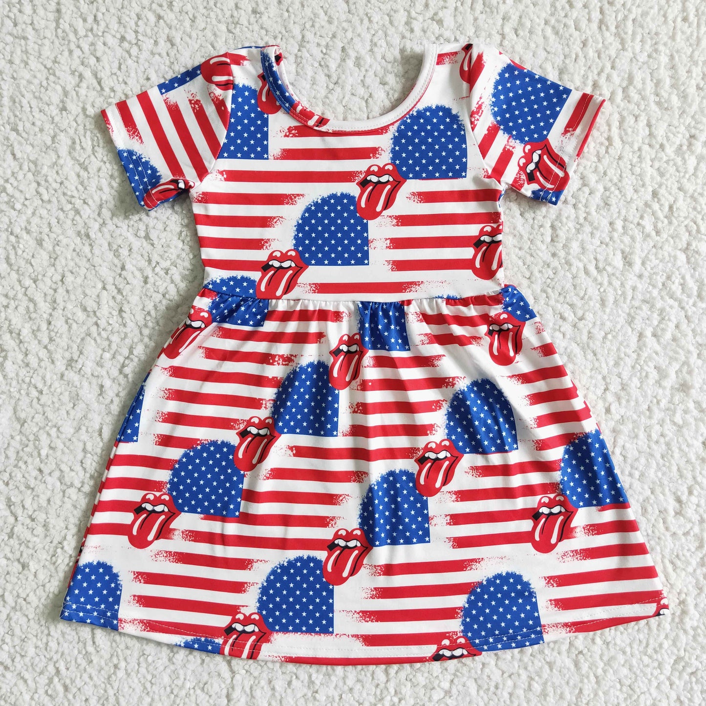 GSD0082 Summer Girls 4th Of July Short Sleeve Dress