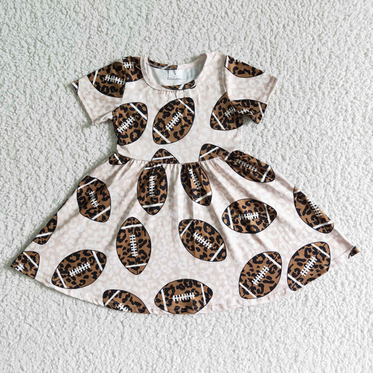 GSD0092 Baby Girls Leoaprd Football Short Sleeve Dress