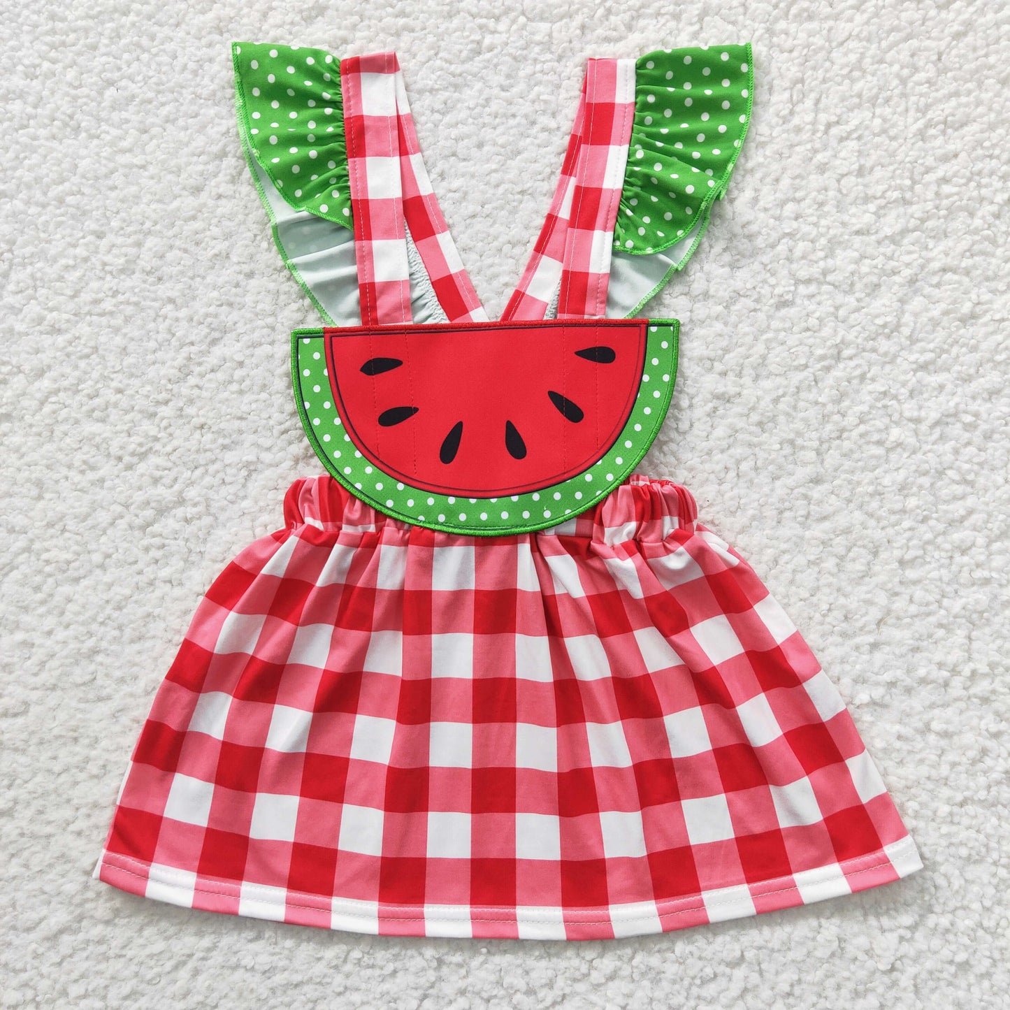 Summer Girls Sibling Embroidery Strawberry Watermelon Dress On Sale