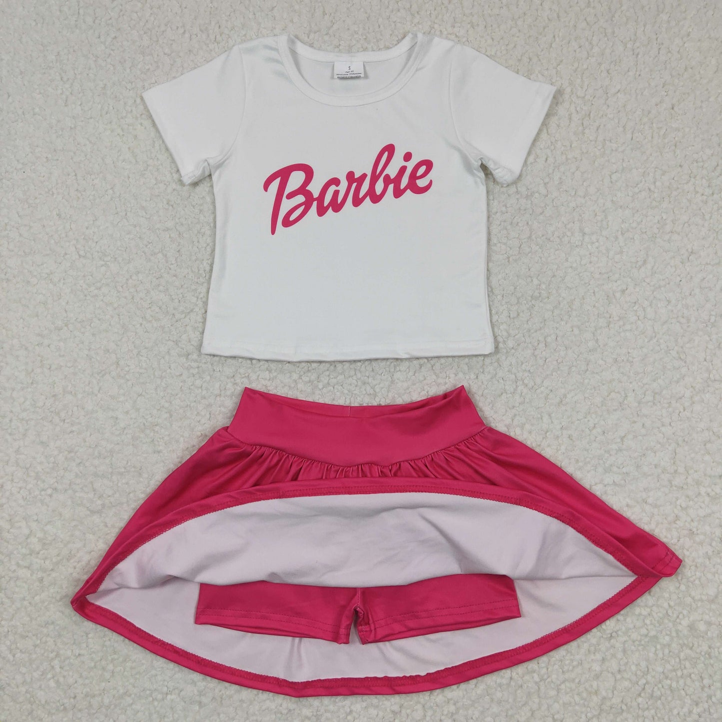 Baby Girls Doll White Shirts Hotpink Skirts sets