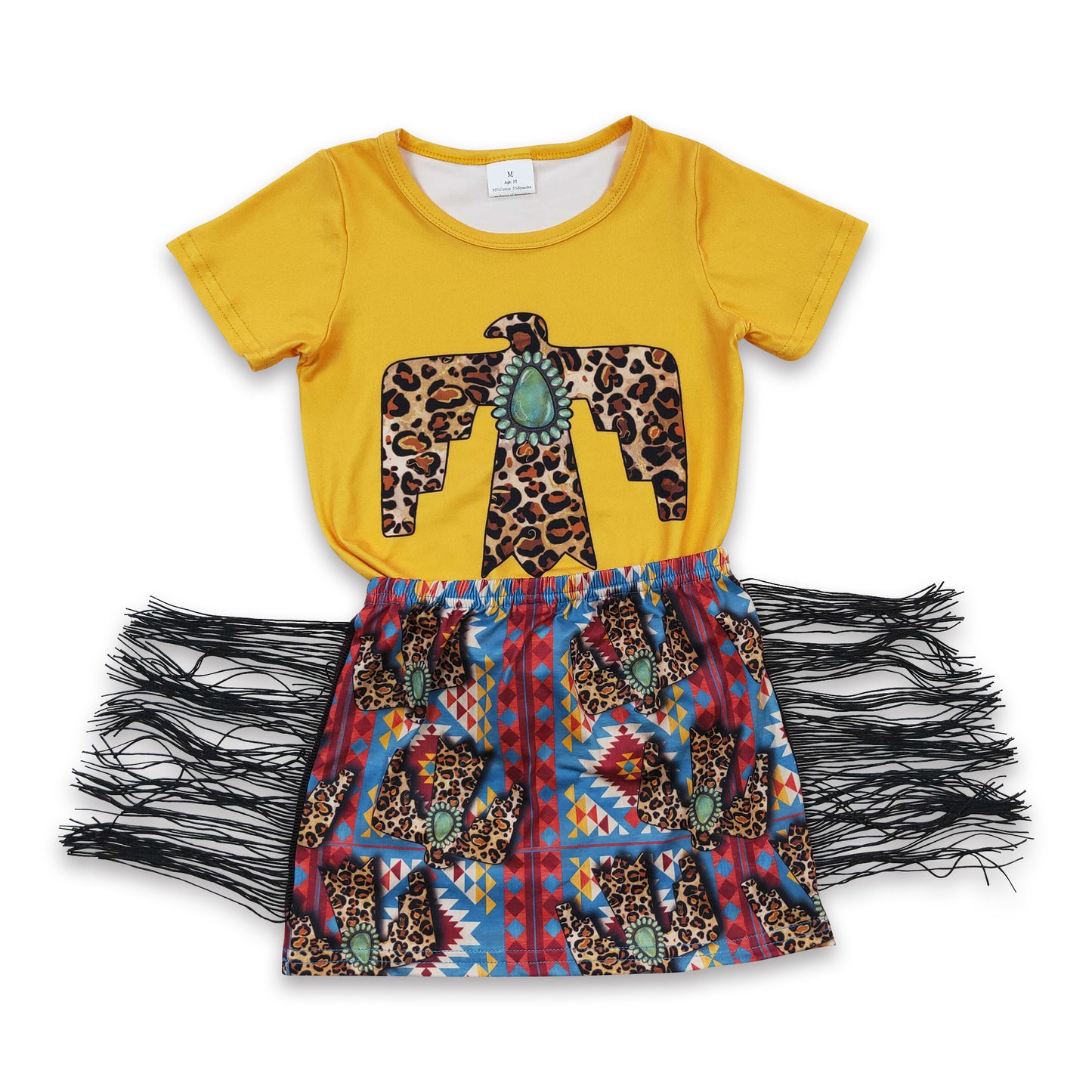 Sibling Baby Girls Western Top Tassel Skirts Outfits Sets