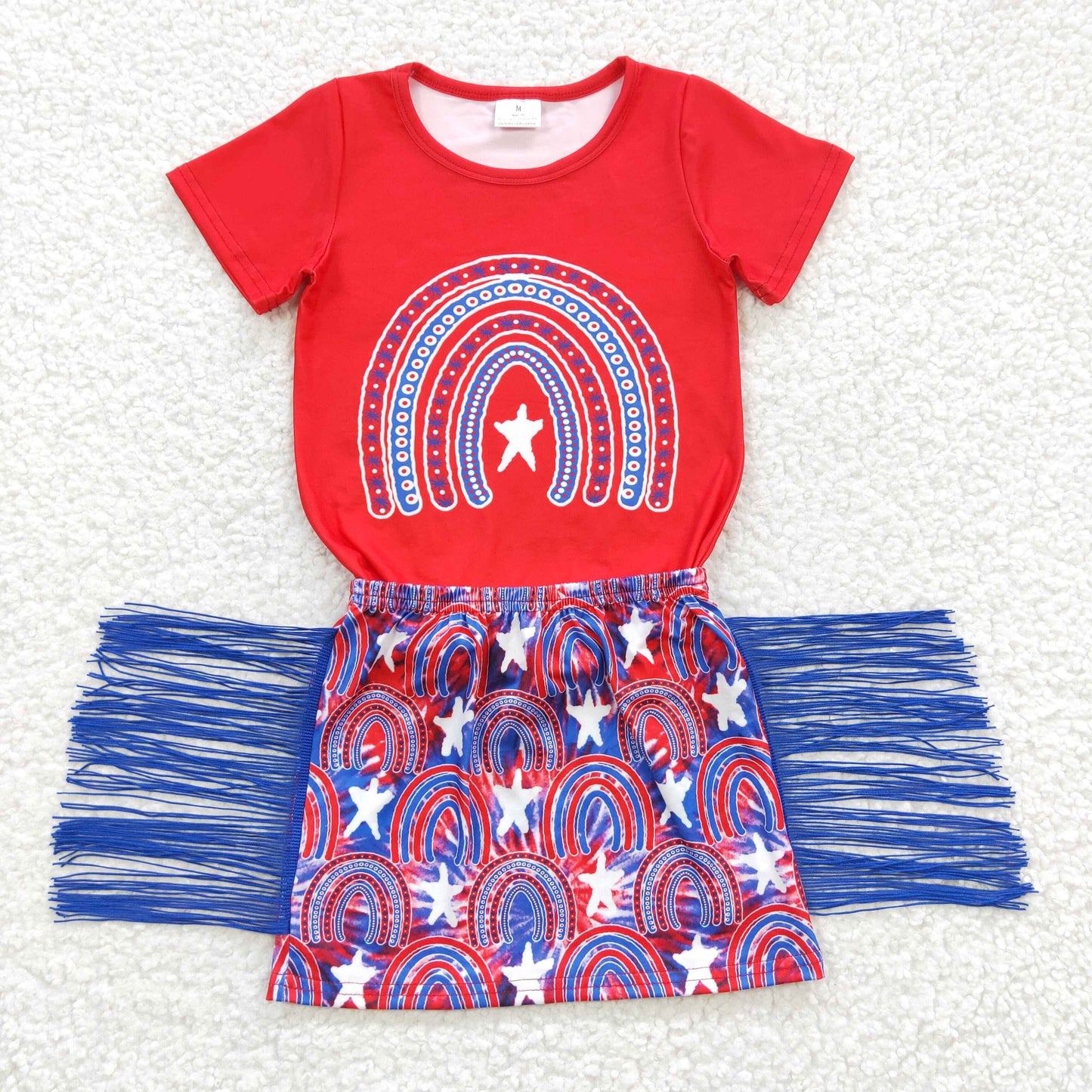 American Babe 4th Of July Tassles Skirt Set