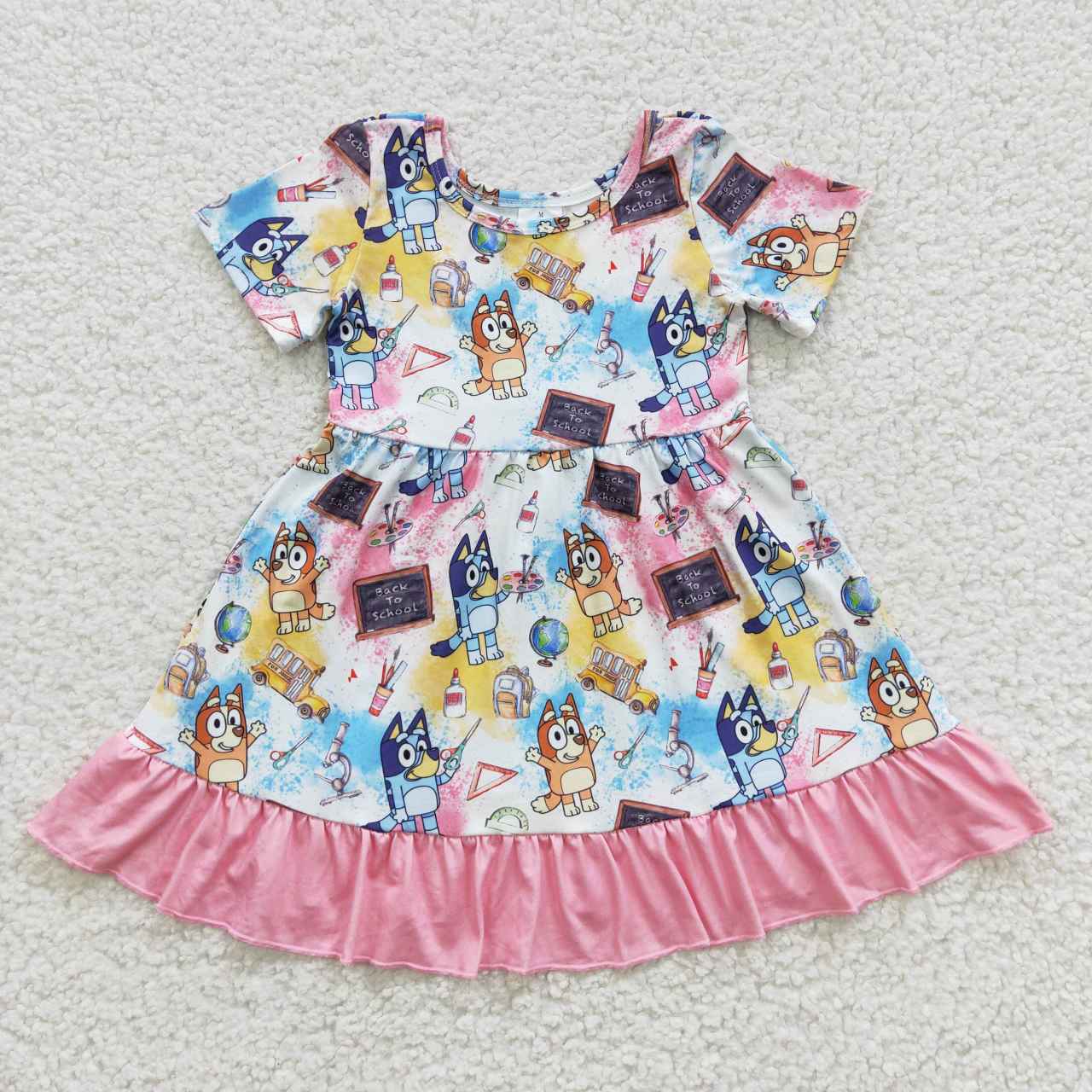 GSD0411 Cute Baby Cartoon Dog Back to School Dress