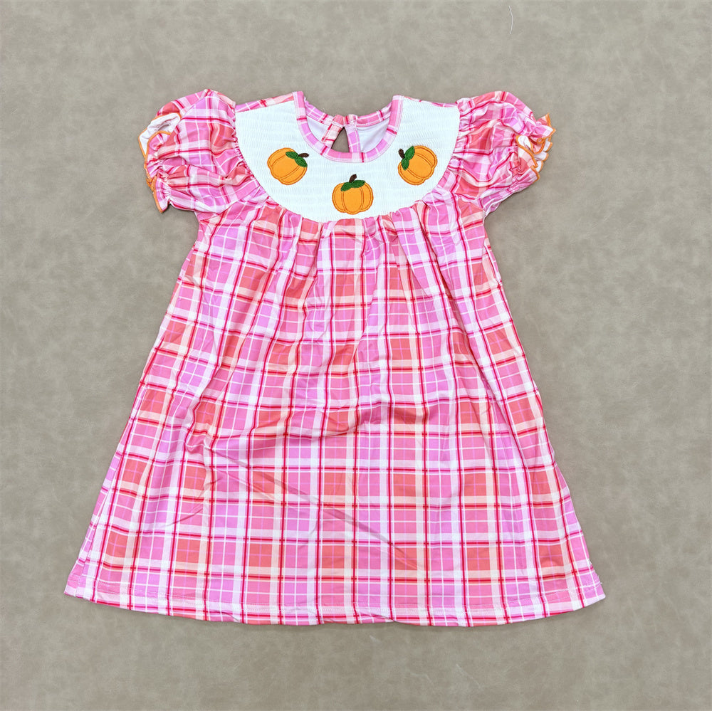 Baby Girls Pink Smocked Pumpkin Dresses