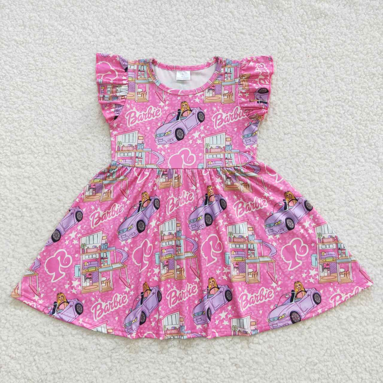 Baby Girls Pink Doll Flutter Sleeve Knee Length Dresses