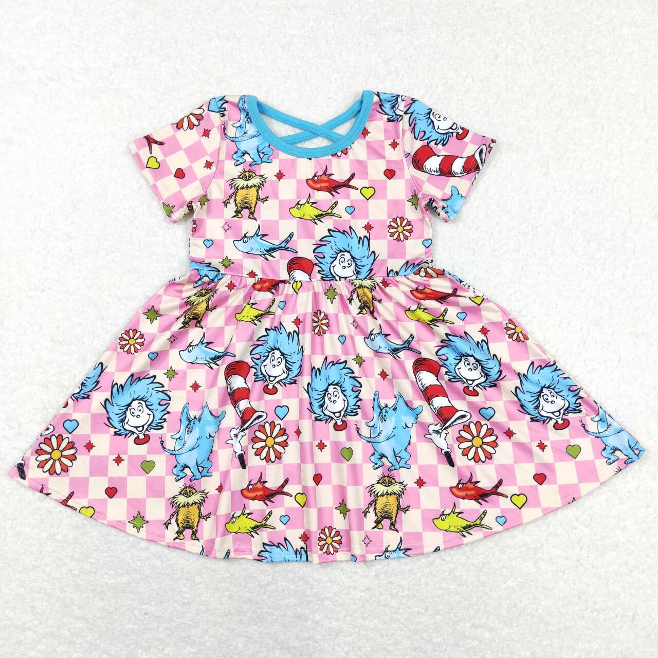 Baby Girls Pink Checkered Dr Reading Sibling Designs Clothes Sets