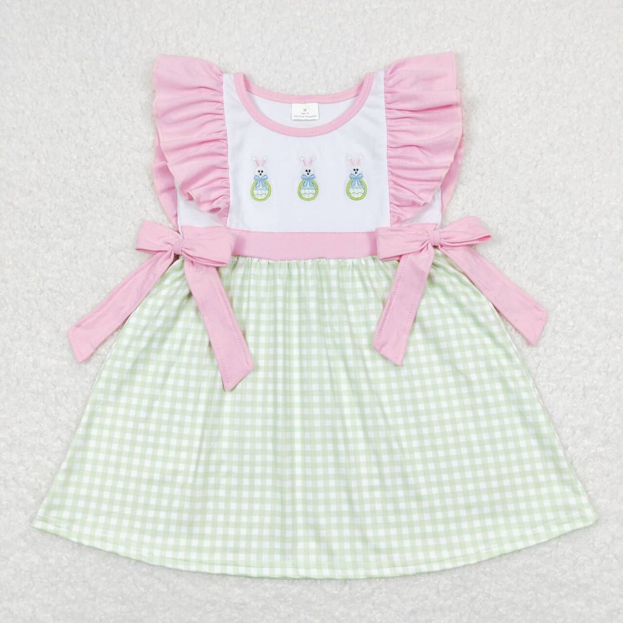 Baby Easter Embroidery Bunny Eggs Sibling Clothing Outfit Dress Romper