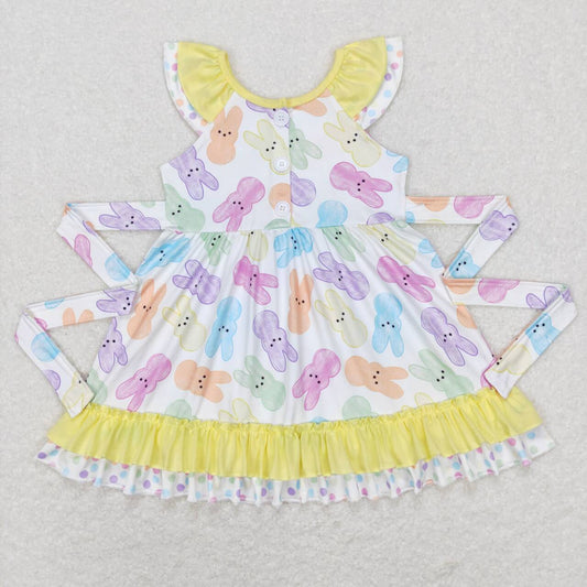 Baby Girls Easter Colorful Bunny Dress With Belt